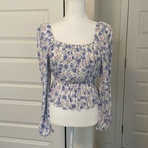 Floral Peasant Top Sz M
